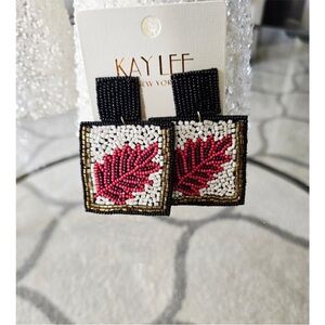 Kay Lee Beaded Leaf Earrings